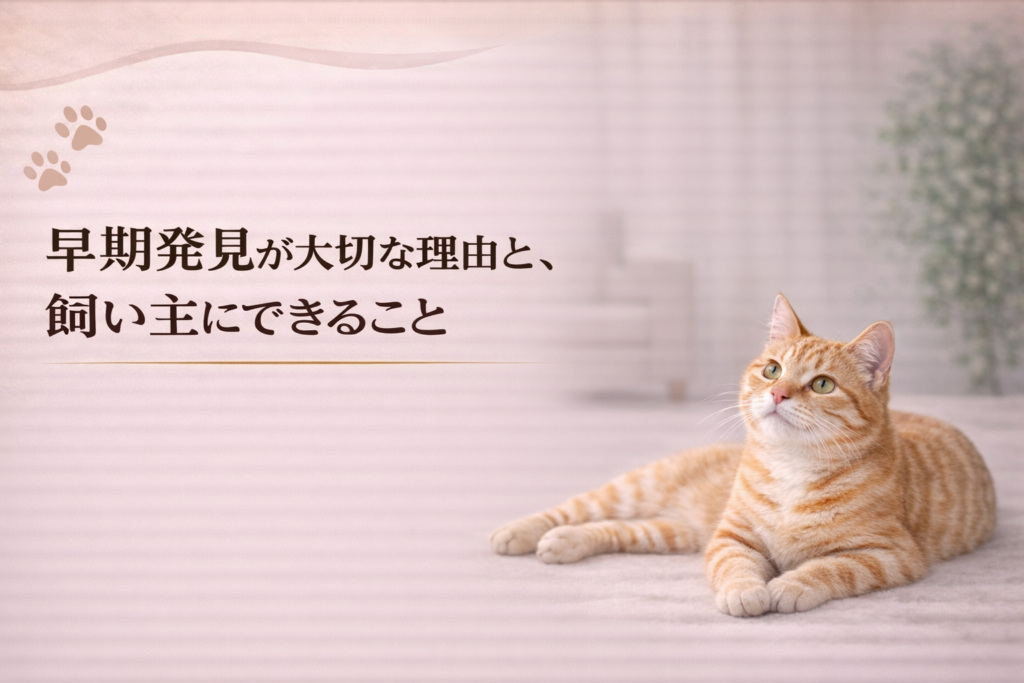 シニア猫の腎臓病を早期発見する重要性と飼い主ができる対策を解説するイメージ画像